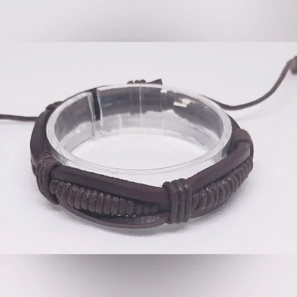 Men's leather bracelet layered brown‎ new e11